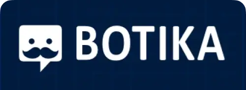 A botika logo displayed on a blue background, designed for use on dark backgrounds by Icon Botika.